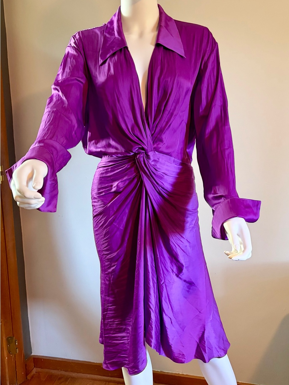 Zadig & Voltaire Purple Long Sleeve Twist-Front Dress